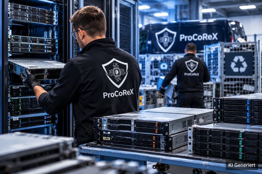 KI-Generiert: Server und Storage-Systeme bei der sicheren IT-Entsorgung