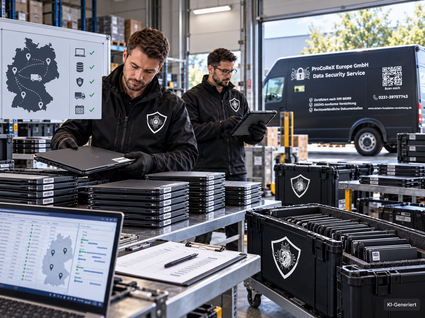 Geschäftsnotebooks bei einem professionell organisierten IT-Rollout